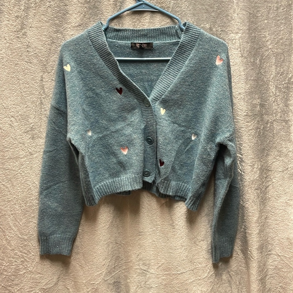 Blue Heart Cardigan Cropped